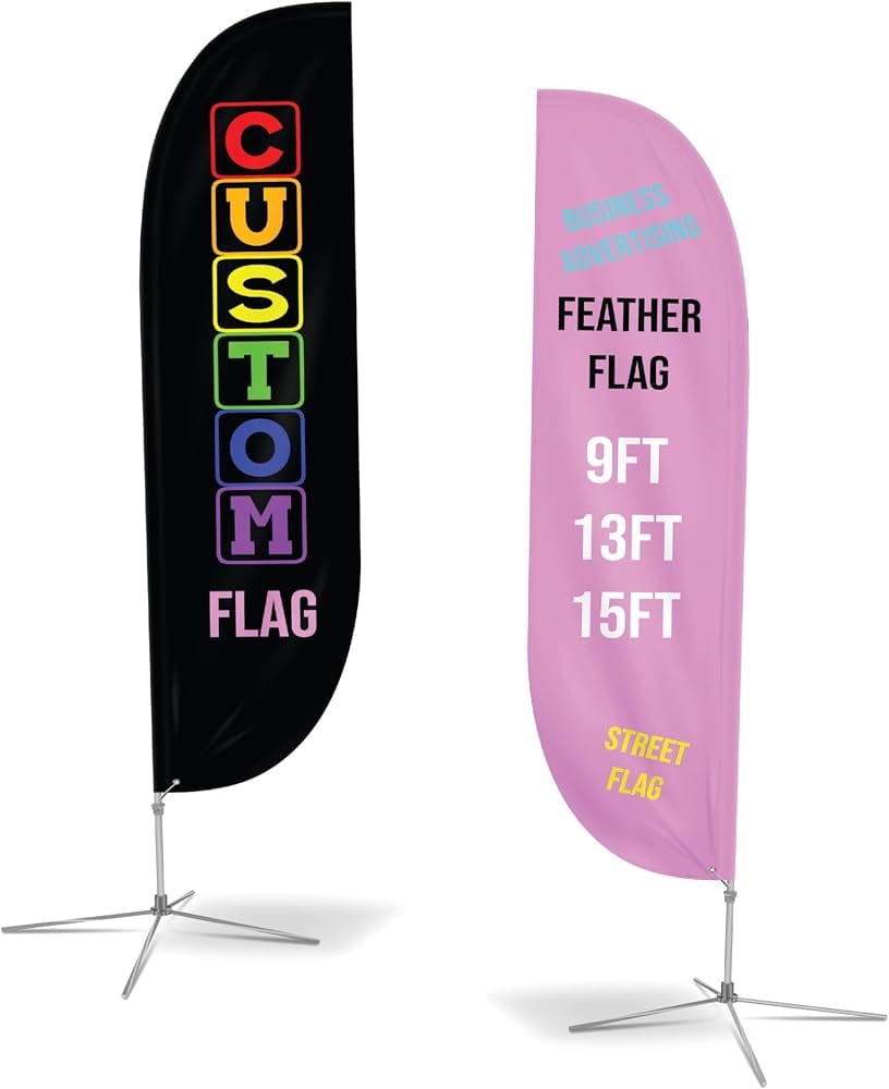 Wind Banner modelo Retangular com área total de impressão personalizada